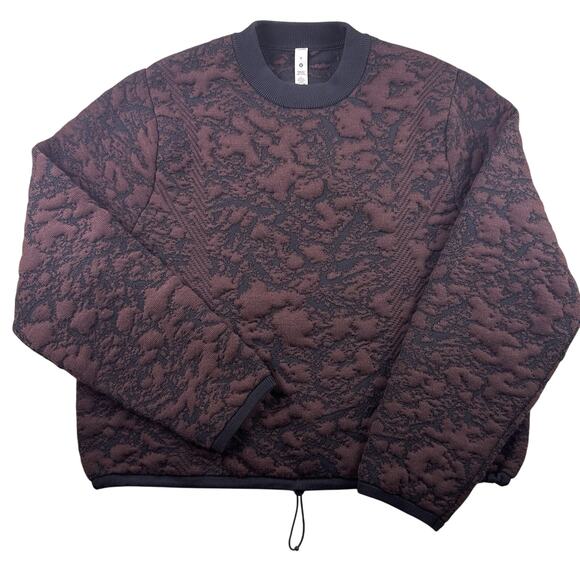 Lululemon Women’s Jacquard Multi-Texture Crew Neck Sweater in Red Merlot Size 6 - Picture 1 of 12